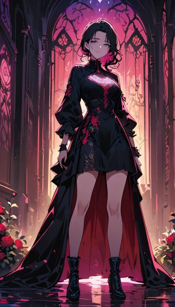 1 Hermione Jean Granger, From Harry Potter, Full body standing painting, (((solo))), Clear facial features, Simple line design, ((tarot card background, symmetric beauty)), perfectly symmetrical, The art of symmetry, Standing drawings of characters, ((flatcolors)), tmasterpiece,top Quority,best qualtiy,ultra high resolution, ((Clear facial features,beautidful eyes,beauitful face, Exquisite facial features))