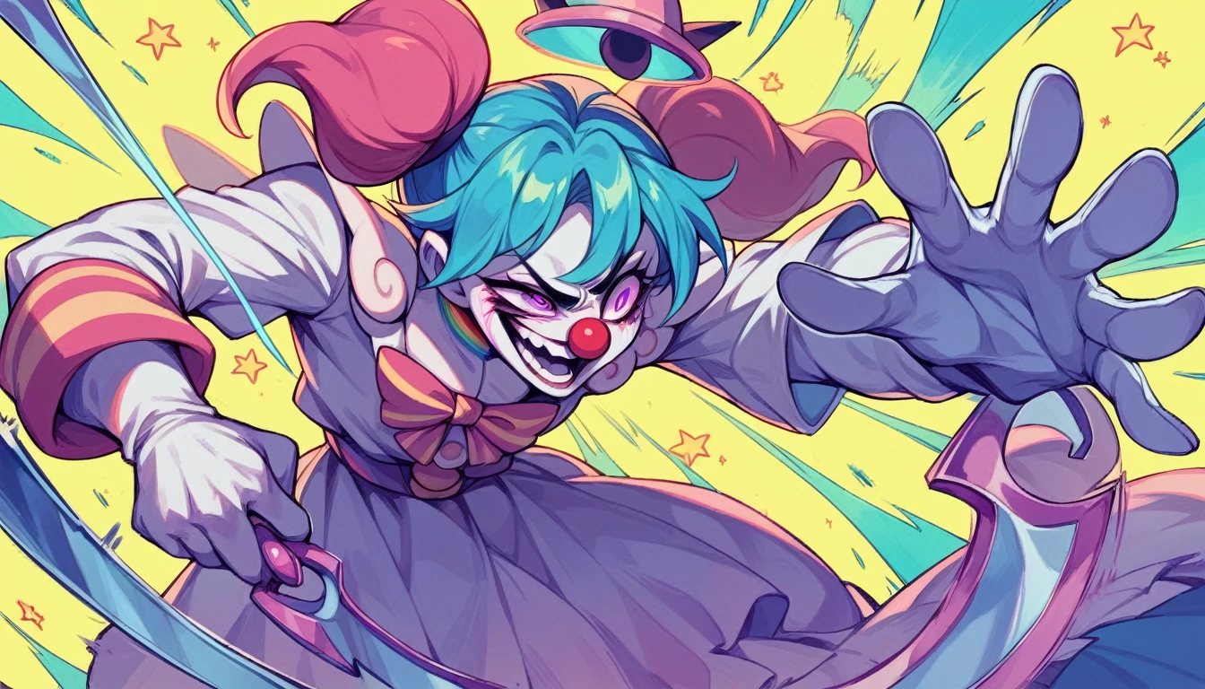 Cyber World Kindness Loneliness Back from the dead Glowing stars psychedelic dark ghost Sickle Lock-on Defeat the neo clown strong
