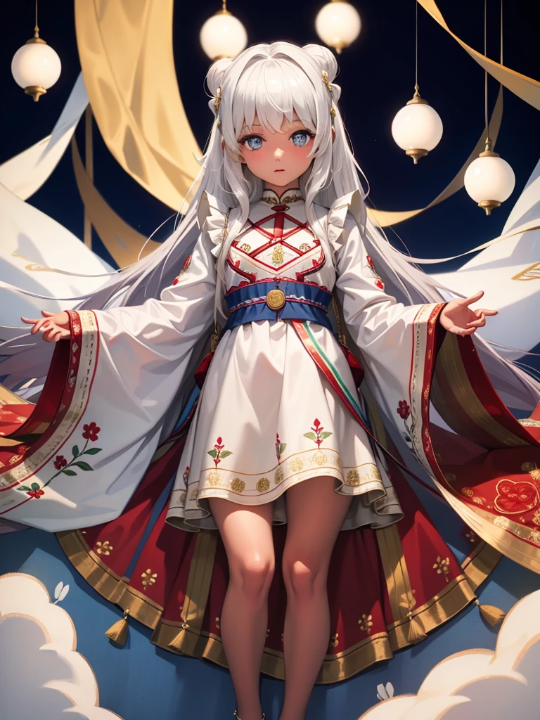 最high quality、high quality、10 years old、Brightly embroidered folk costumes from Central Asia and the Caspian Sea region、Bride Girl、grassland、