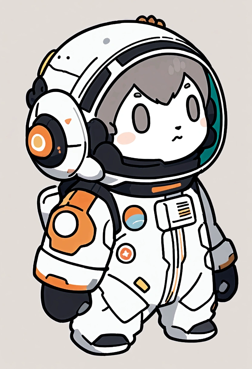 LINE Stickers 「sorry」A monkey wearing a space suit、Gray background