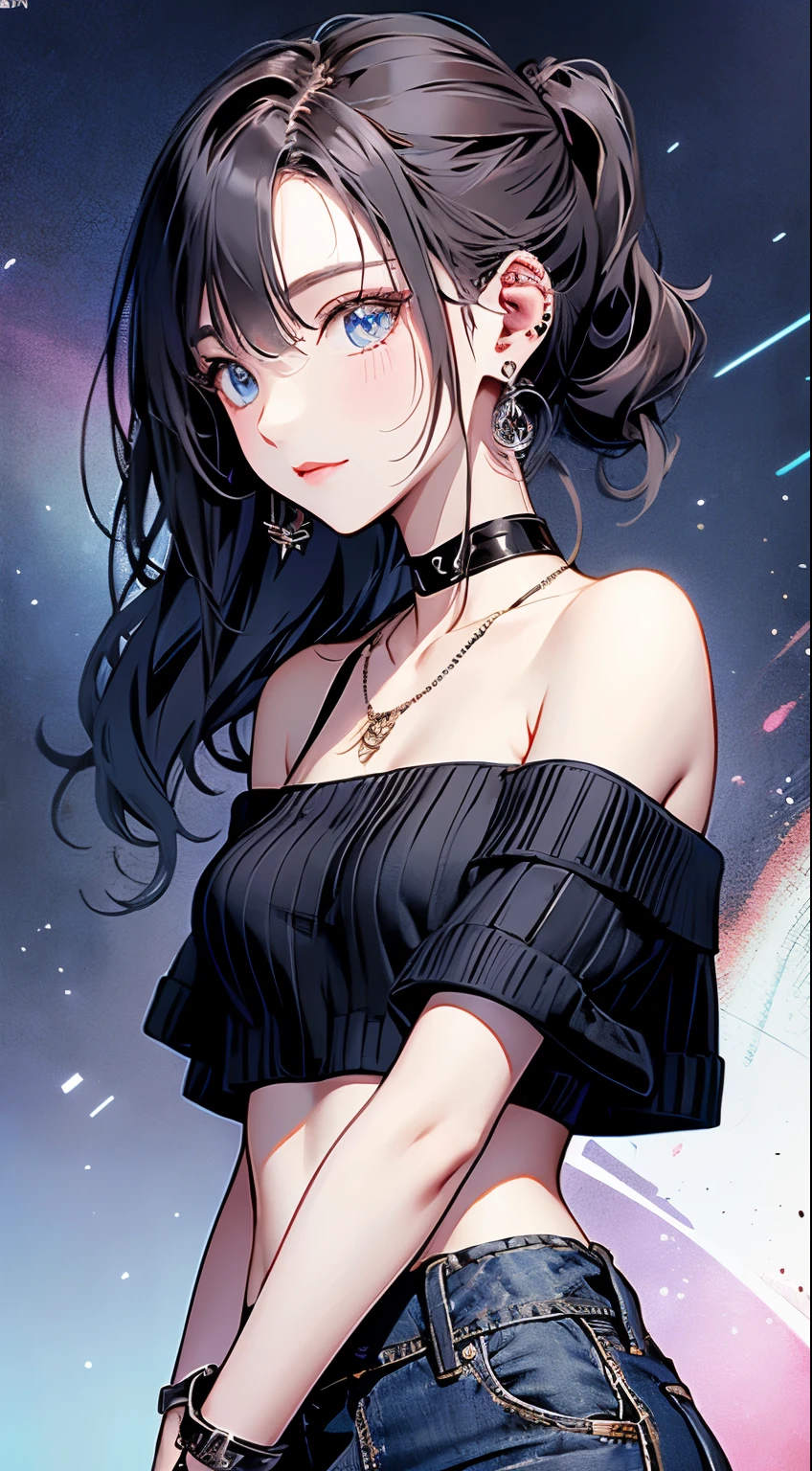 best quality, High_resolution, diferente_imagem, Antecedentes detalhados ,garota, random wear,flor, night sky,Dutch angle, tiro largo,Shy smile, coroa,