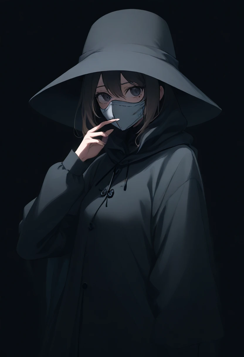 girl, close up, dark background , plague-doctor costume, randome pose