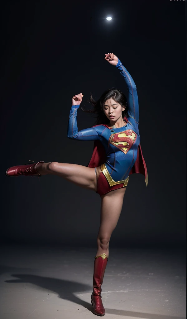 No background、(((Supergirl Costumeを着用する)))、(((Detailed drawing of hands and fingers)))、(((Always close your eyes)))、He always looks like he's in pain、Always close your eyes、Keep your arms up at all times、Always with your arms in the air、(((Beautiful legs in black tights.)))、(((Stretch your legs、expensive、あなたのsufferingを合法的に表現する)))、((((Make the most of your original images)))、(((Supergirl Costume)))、(((Beautiful short bob hair)))、(((suffering)))、(((Black tights legs、Wear red boots)))、((Best image quality、8K))、((Highest quality、8K、masterpiece:1.3))、(((Preserve background )))、Sharp focus:1.2、Beautiful woman with perfect figure:1.4、Slim Abs:1.2、Wet body:1.5、Highly detailed face and skin texture、8K