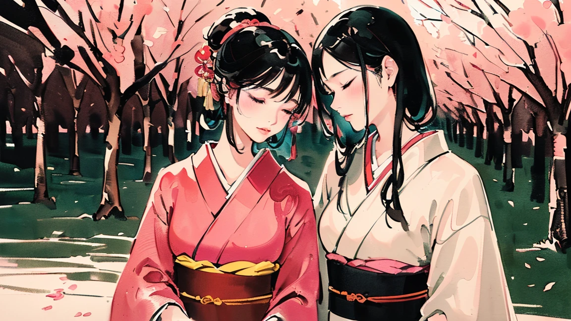 (((Oiran))),(((Oiran))),(((Oiran))),(((Oiran))),(((Prostitute))), (((Prostitute))), (((Prostitute))), (((Prostitute))), (((Prostitute))), (((Japanese painting))),(((Japanese painting))),(((Japanese painting))),(((Japanese painting))),(((Japanese painting))), (((Gentle expression))),(((Gentle expression))),(((Gentle expression))),(((Gentle expression))),(((Gentle expression))),(((Gentle expression))),(((Gentle expression))), (((On the ground))),(((On the ground))),(((On the ground))),(((On the ground))),(((On the ground))),(((On the ground))),(((On the ground))),(((On the ground))),(((On the ground))),(((On the ground))),(((On the ground))),(((On the ground))),(((On the ground))),(((On the ground))), ((((closed eyes )))),Flashy kimono,hair ornaments, Scenery of Kyoto,(((low saturation))),(((low saturation))),(((low saturation))),(((low saturation))),(((low saturation))),(((low saturation))),(((low saturation))),(((night))),(((night))),(((night))),(((night))),(((night))),(((night))),(((night))),(((night))),(((night))),(((night))),(((night))),(((night))),(((night))),(((night))),(((night))),(((night))),(((night))),(((night))),(((night))),(((night))),(((night))),(((night))),(Lips are red:1.5)、 20-year-old, (((Ink Painting))),(((Ink Painting))),(((Ink Painting))),(((Ink Painting))),(((Ink Painting))),(((Ink Painting))),(((Ink Painting))), masterpiece, Highest quality, Very delicate and beautiful girl,Very delicate and beautiful, world masterpiece theater, Super detailed, Very detailedな, Highest quality,(((Pink kimono)))。(((Pink kimono)))。(((Pink kimono)))。(((Pink kimono)))。(((Pink kimono)))。(((Pink kimono)))。(((Pink kimono)))。(((Pink kimono)))。(((Pink kimono)))。 (((Black Hair))), (((Black Hair))), (((Black Hair))), (((Cherry tree))), (((Cherry tree))), (((Cherry tree))), (((Cherry tree))), (((Upper Body))), (((Upper Body))), (((Upper Body))), (((Upper Body))), (((Upper Body))), (((Upper Body))), High resolution, Very detailed,5 girls, Highest quality, masterpiece, Highest quality, Accuracy, A woman in her twenties from the late Edo period.。(((赤いFlashy kimono)))。 。彩度の低い古いJapanese paintingのスタイルでは、The women look like modern anime characters..、She has a bit of Kabuki makeup on..。Strong 2D feel。。background, たくさんの花びらが散っている大きなCherry tree、