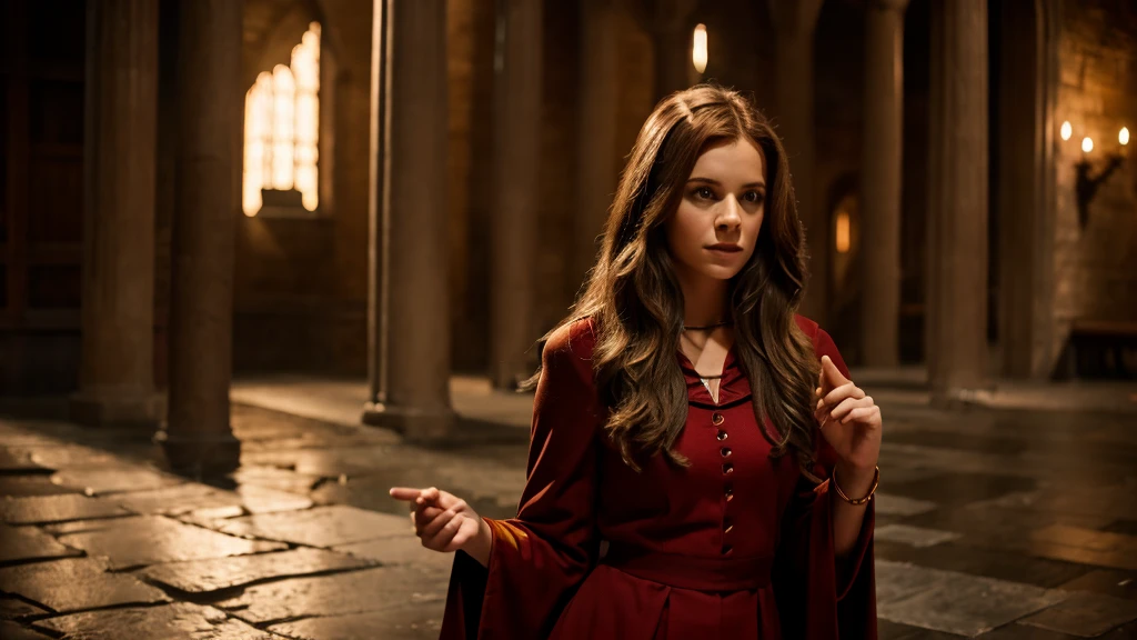 hermine granger from harry potter makes FellatioGesture, griffindor outfit