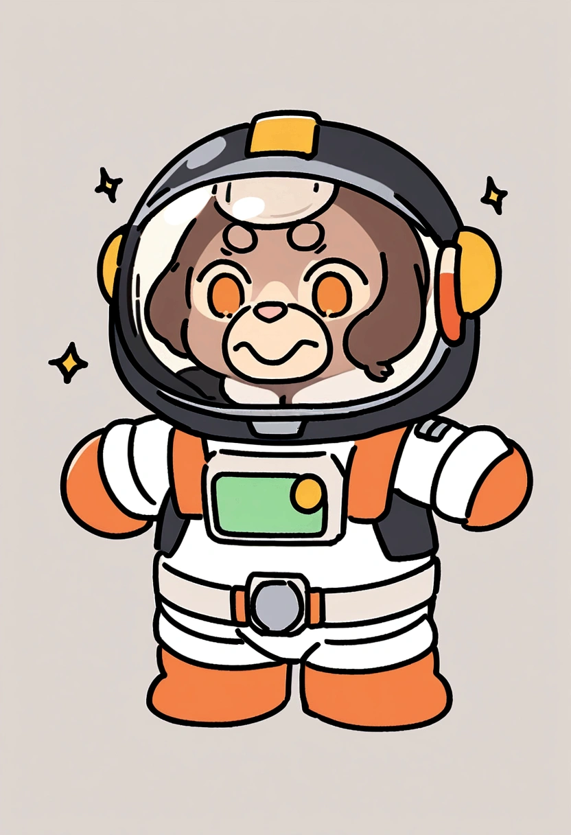 LINE Stickers　「learn」A monkey wearing a space suit、Gray background