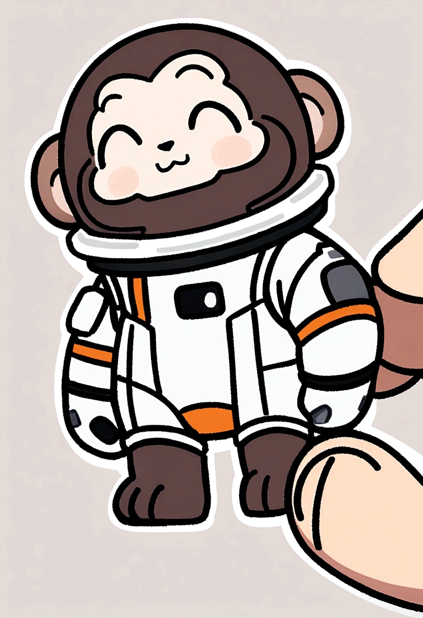 LINE Stickers　「learn」A monkey wearing a space suit、Gray background