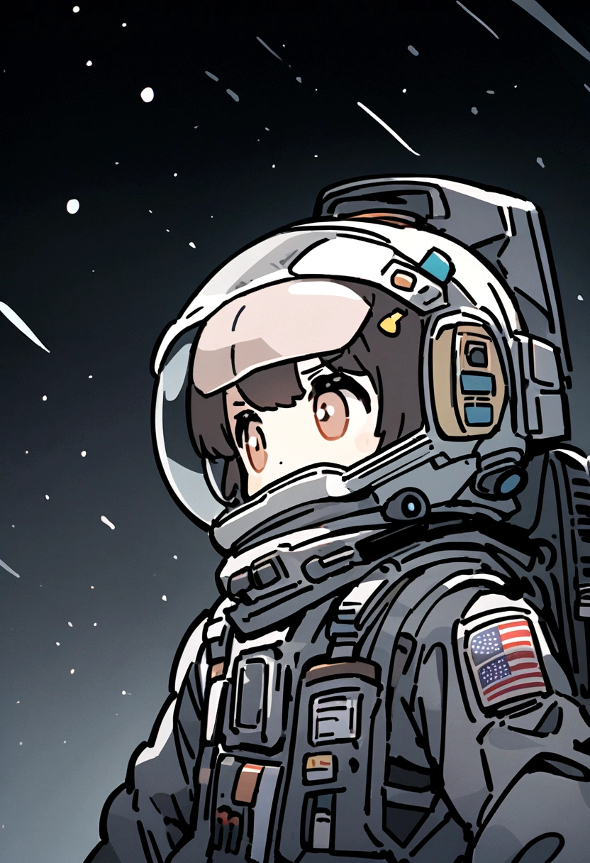 LINE Stickers　「learn」A monkey wearing a space suit、Gray background