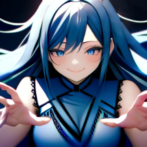 ((masterpiece:1.5)),((Highest quality)),(Ultra-high precision),8K images, Highest qualityのアニメ, Highest resolution,Sharpness, Light blue lace dress, smile, wave hands, Long Hair, hair ornaments