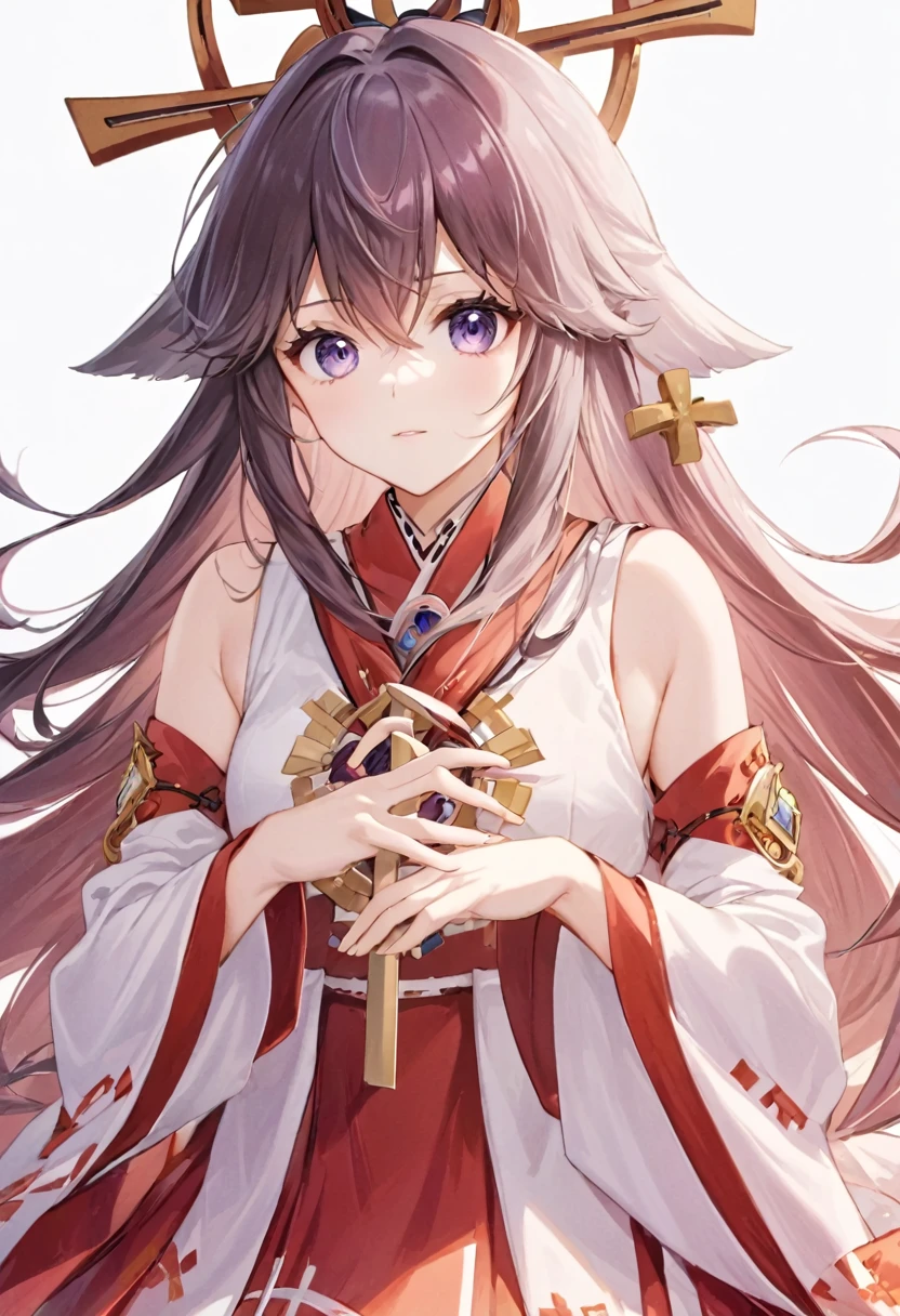 Super detailed,(Highest quality),((masterpiece)),(High resolution),original,Highly detailed 8k wallpaper,(Very delicate and beautiful),Highest_hand,anime, (/Yaemiko\),Beautiful cross pupil,White background