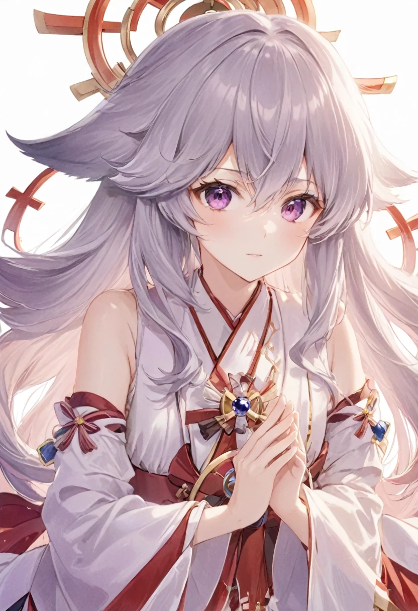 Super detailed,(Highest quality),((masterpiece)),(High resolution),original,Highly detailed 8k wallpaper,(Very delicate and beautiful),Highest_hand,anime, (/Yaemiko\),Beautiful cross pupil,White background