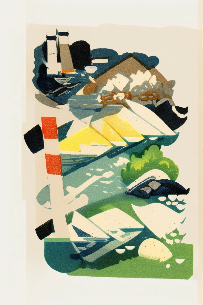 Illustration: Simple woodblock printing style. Nigiri sushi rice is shaped into small balls and then raw fish or other seafood is placed on top of the rice. Wasabi is often used between the rice and fish. Sometimes a seaweed rope may be used to tie them. 1 pair placed on a wooden tray with a wasabi stick and a soy sauce bottle.