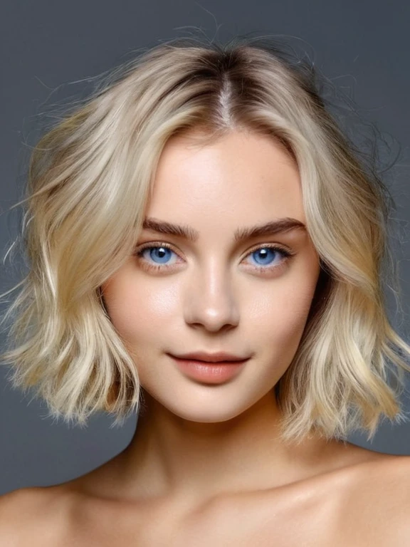 Une superbe jeune beauté allemande, aux yeux bleus perçants, petits seins et longs cheveux blonds avec un carré ondulé flottants, la lumière naturelle met en valeur son physique de sportive, les ombres douces sur les contours , le contraste vibrant entre les tons chair chauds et les teintes froides de l'arrière-plan, la composition ultra légère, le nombre d'or, L'éclairage dramatique