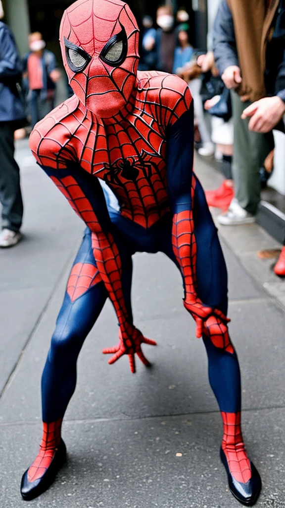 Old Spider-Man, Japanese woman, 70 years old, Spider-Man cosplay, disgusting