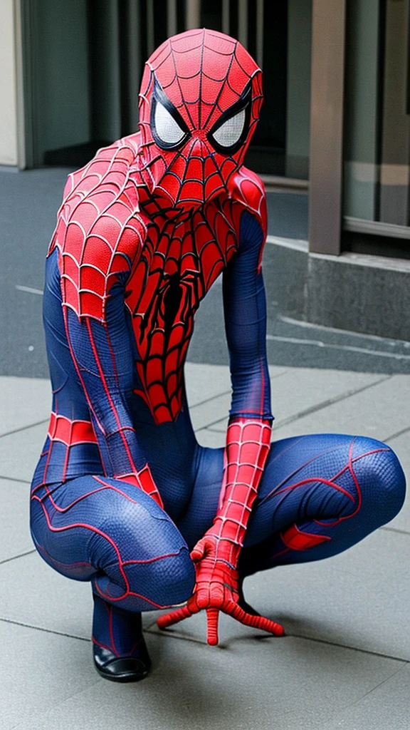 Old Spider-Man, Japanese woman, 70 years old, Spider-Man cosplay, disgusting