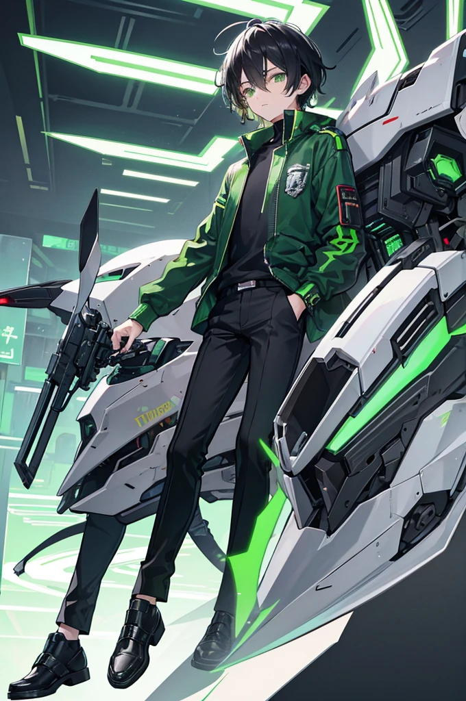 Theo - Young, Lost, Determined Mecha Pilot of Silver Guards, who will blaze through any barriers to reach his desired purpose. The disease was slowly consuming him, leaving small trails of green cracks around his skin after the mecha use, but he was sure that he'll break through this problem, eventually. He just needs a bit of time... Right now, he's hiding in the modern Japan, living on the streets, trying to think out how to act now. He's a young ager in his 20's, high and a bit skinny, curly black hair with glowing green eyes under them. He's usually dressed in a dark green shirt that a bit oversized in length, black pants with small silver accessories on them, and green-black patterned sneakers with a white sole, when he's not using his mecha armour. On the right sleeve of the shirt Theo wears a small badge for clothings, designed like a knight helmet in futuristic style, in silver green patterned colours, as small green flames circling around it.