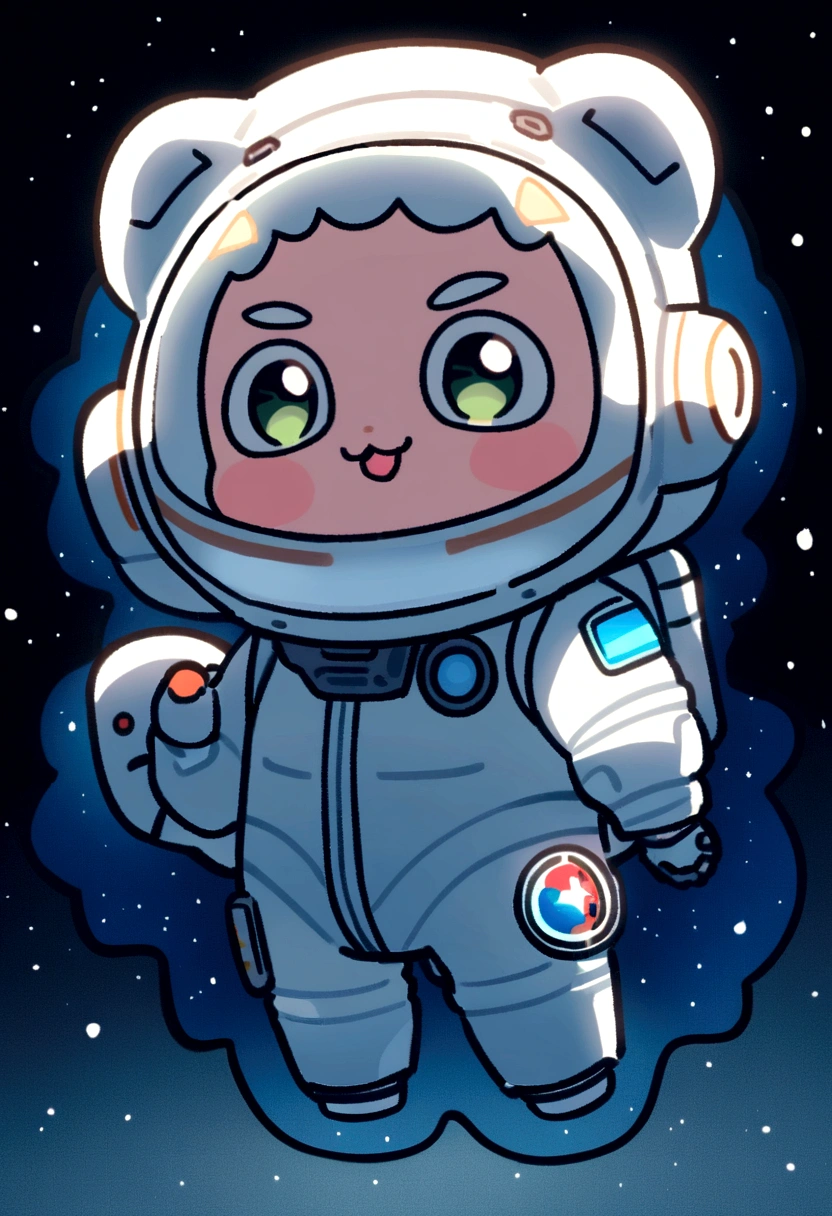 cartoon cat astronaut in space suit holding a gun, cute astronaut sticker art, Wearing a space suit, wear spacesuits, 小さなWearing a space suitいる, small astronaut looking up, wearing astronaut outfit, Space Molly, an astronaut, Wearing a spacesuit, astronaut, astronautの衣装を着て, Wearing a space suit, ポートレートアニメastronaut少女, small astronauts