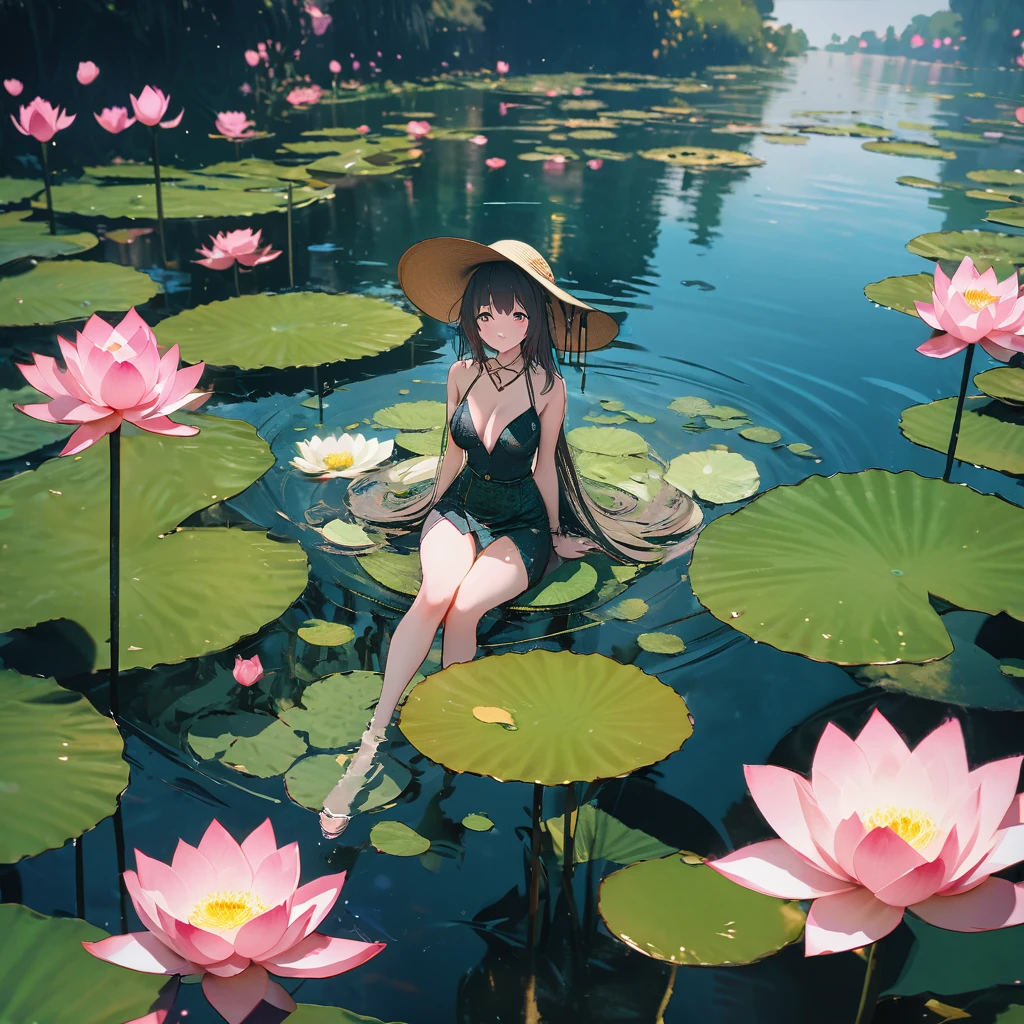  Claude Monet style，Lotus，8K，very good，masterpiece