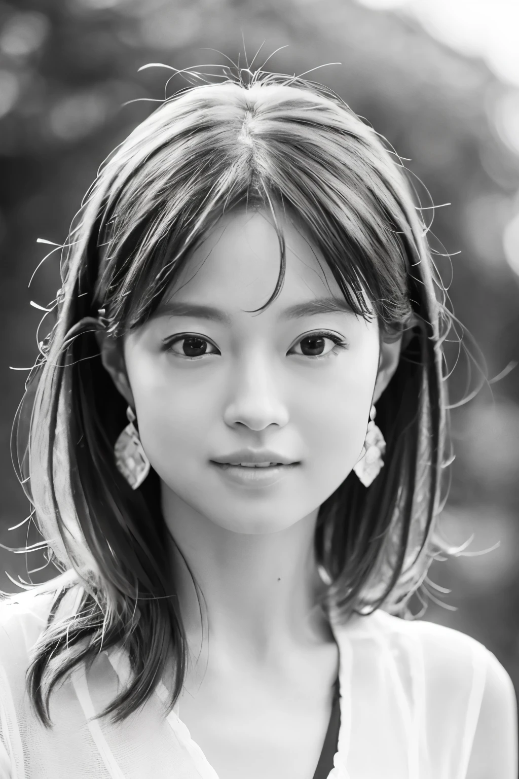 Masterpiece, high quality, photorealsitic, high resolution, 8k wallpaper, Professional photo, Super detailed face, detailed eyes, ((monochrome photo)), 1girl in, Skinny Japanese woman, ((Facing the front)), ((lips are only in Red)), Detailed clavicle, perfect face, {long|short} face, straight hair, (look straight at a camera)