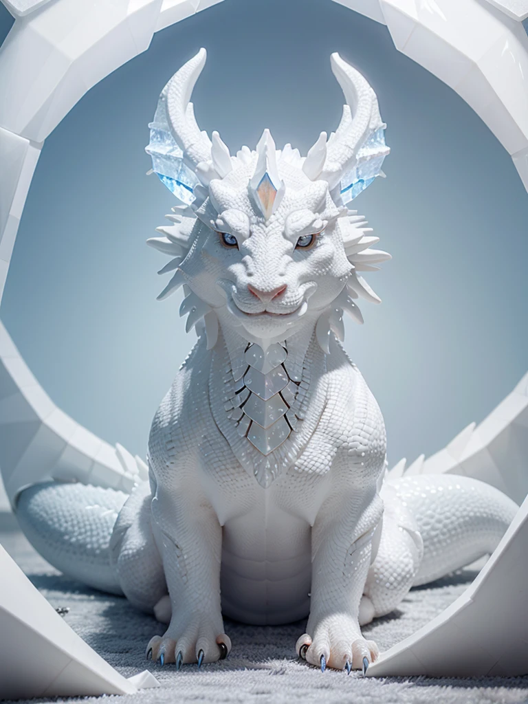crystalline white dragon with soft and friendly features