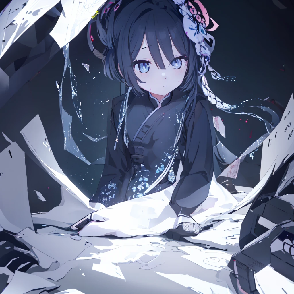 {{{{masterpiece}}}}, {{{hyper detailed}}}, {{{highres}}}, {{good anatomy}}, (((best quality))), ((an extremely delicate and beautiful)), {{an extremely detailed and delicate}}, {8k cg wallpaper}, {{illustration}}, (greyscale with colored background:1.1), ray tracing, bokeh, black background, (splattered ink:1.3), 1girl, solo, hu tao(genshin impact), boo tao, symbol shaped pupils,  hiten1,  
