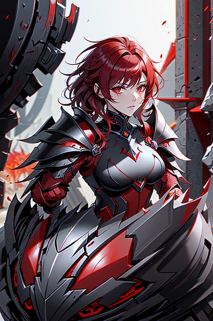 a drawing of a character in armor with red and black hair, black armour e vermelha, black and reddish color armor, demonic dragon inspired armor, pale black armour, black fire colored reflected armor, concept armor, dark soul armor concept, black and red reflected armor, white and red armor, demonic armor, very stylish fantasy armor, black armour, blood red armor