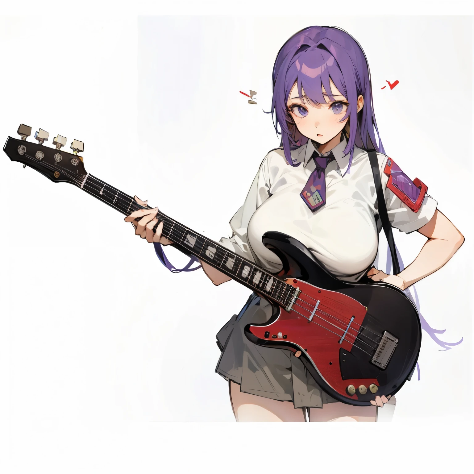 Female Celebrities，Play guitar，Purple long hair，