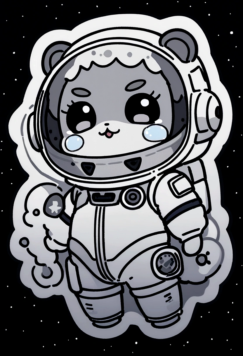 cartoon cat astronaut in space suit holding a gun, cute astronaut sticker art, Are crying,Wearing a space suit, wear spacesuits, 小さなWearing a space suitいる, small astronaut looking up, wearing astronaut outfit, Space Molly, an astronaut, Wearing a spacesuit, astronaut, astronautの衣装を着て, Wearing a space suit, ポートレートアニメastronaut少女, small astronauts、Background Grayscale