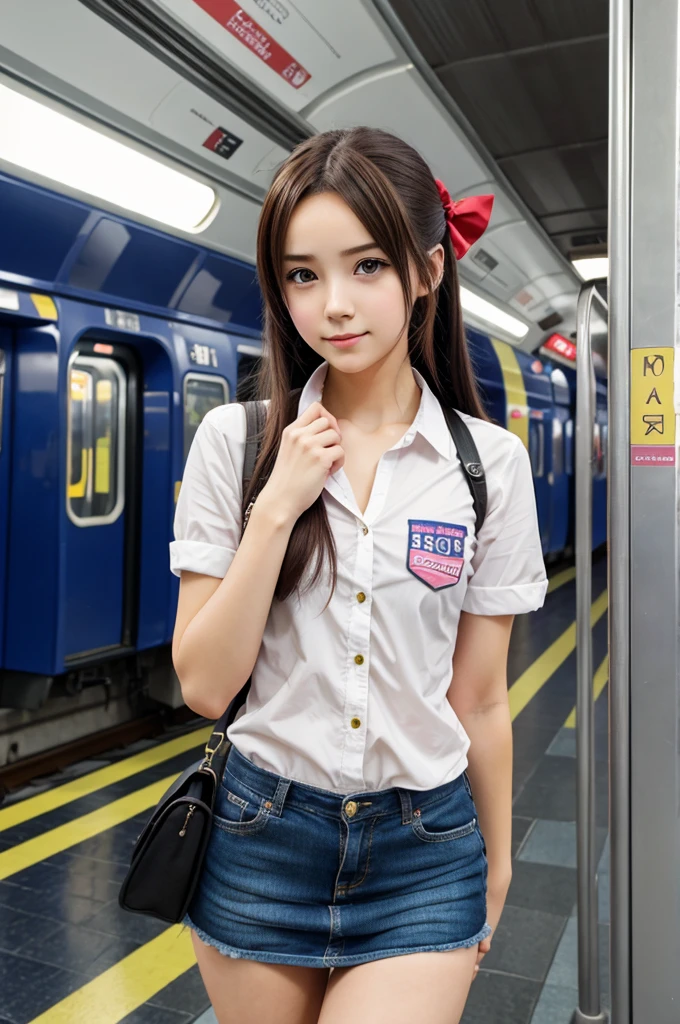 Make cute anime girl in metro station