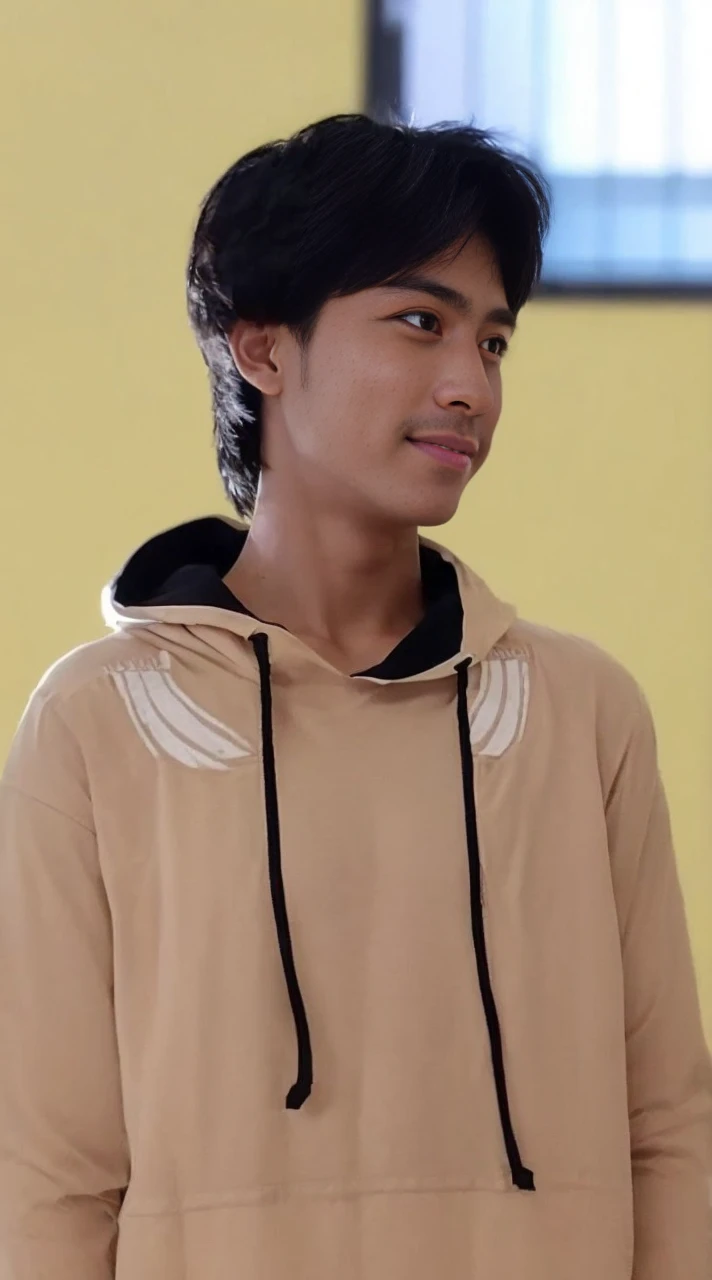 A handsome men ,20 age , Short Hair Hair, korea , Student,(((Wear a Thai military tactical lining shirt...))), full body view,smile ,Pectoral muscles, Big arm muscles, Big muscles, Wide shoulders ,athlete , Upper body (1), It's raining: 1.3, gym: 1.2, body dripping wet: 1.1, Cycling