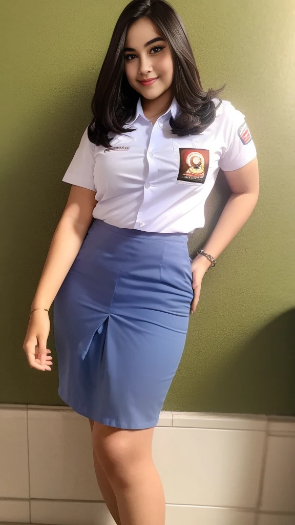 Best quality, masterpiece, ultra high res, (photorealistic:1.4), (Indonesian_high_school_uniform), a beautiful woman, wearing white tide shirt, wearing very short tight skirt, cleavage , thick breast, curvy waist, six pack abs, shiny skin, seductive smile, bokeh, smiling,1girl, Classroom, detailed face, detailed eyes, huge breasts, looking at the audience, clear light, (8k, RAW photo, best quality, masterpiece: 1.2), (realistic, realistic: 1.37), ultra-high resolution,wide muscular hips, realistic face, (detailed face), sensual pose , black hair Color, (busty), clean armpit, 19 years young woman, wide perfect thighs, muscular thighs, thick muscular arms, asian goddess, long hair, straight hairstyle, muscular belly, thick wide muscular hips, muscular arm,thick body, long legs