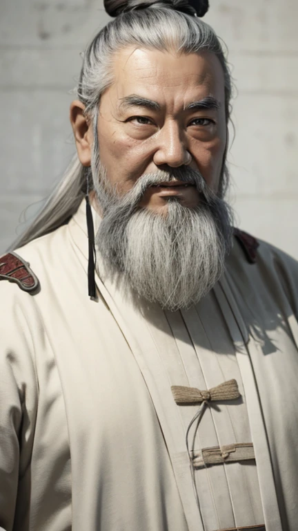 Oriental、Old man in plain white ancient Chinese costume、Ancient Chinese hairstyle old man、Highest quality、masterpiece、Ultra-high resolution、(Realistic:1.4)、Game Poster、Crisp and beautiful image quality、Gray Hair、white and long beard,,(whole body)