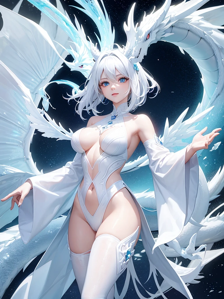 crystalline white dragon with soft and friendly features