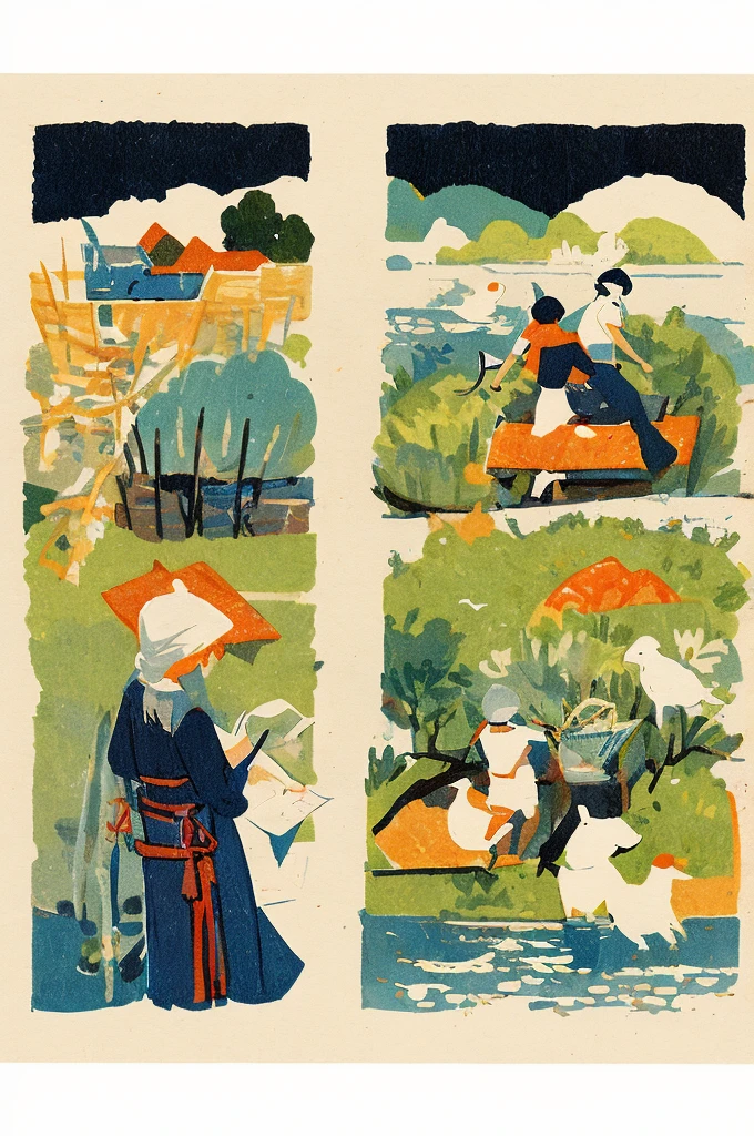 Illustration: Simple woodblock printing style. Thailand