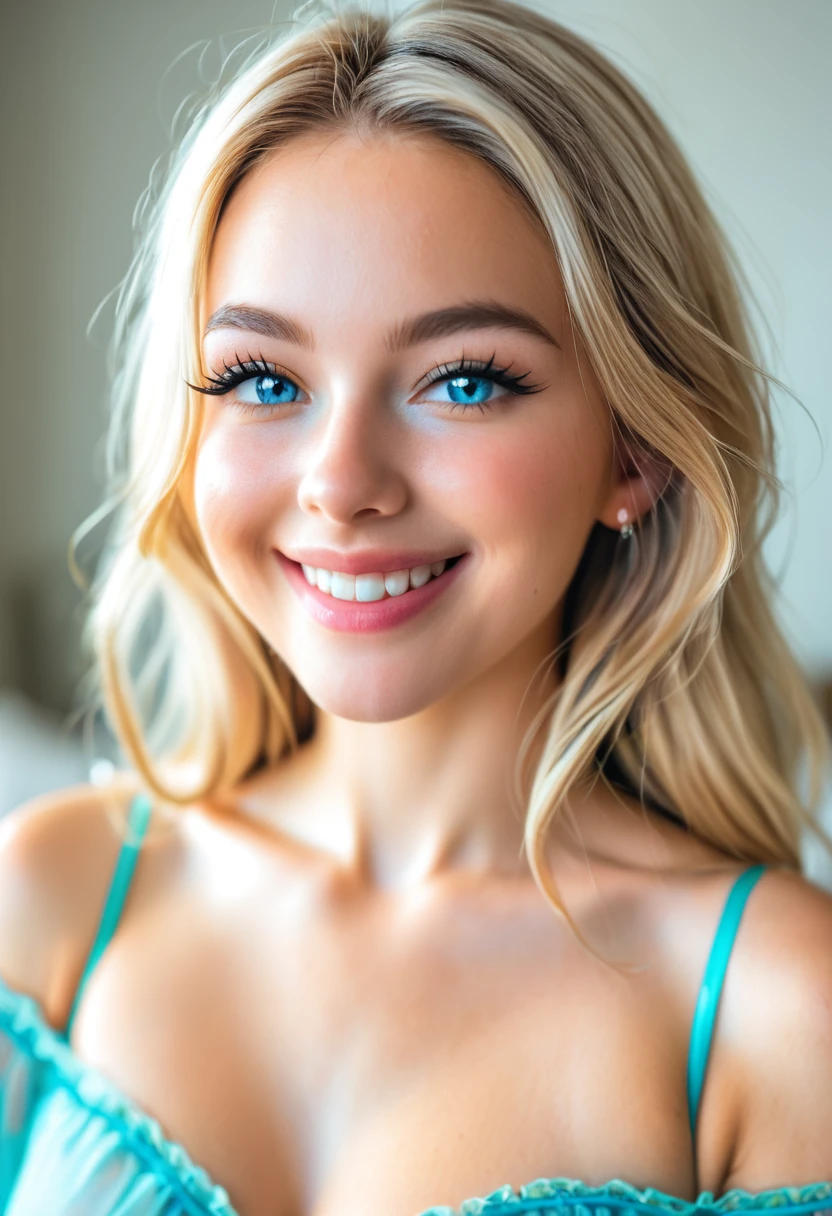 8k,Photography,realistic girl1 girl, (light blue eyes), (smiling :1.2), (#goddess, 18 years old), Wide hips, big breasts,narrow waist , big ass, (Best Quality, 8k, Masterpiece: 1.3), clear focus: 1.2, Perfect body beauty: 1.4, Very detailed face and skin texture., detailed eyes, double eyelids, (long straight blonde hair :1.2), (translucent white blouse with lace without buttons,Great cleavage), (Denim mini skirt,sexy outfit), big sexy smile, standing, shows her short waist, pose sexy, street at night,big breasts, ( white panties),(showing white panties),Concept,