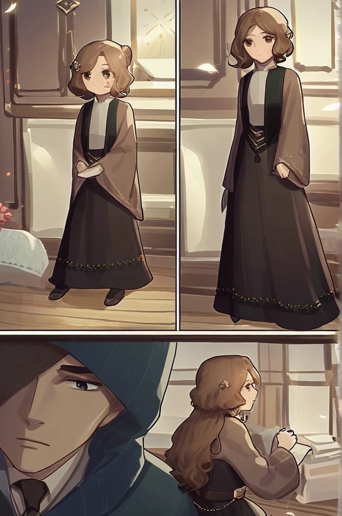 ((Лучшее качество)), ((шедевр)), (подробный), the process of castration of a boy by a young girl with brown hair