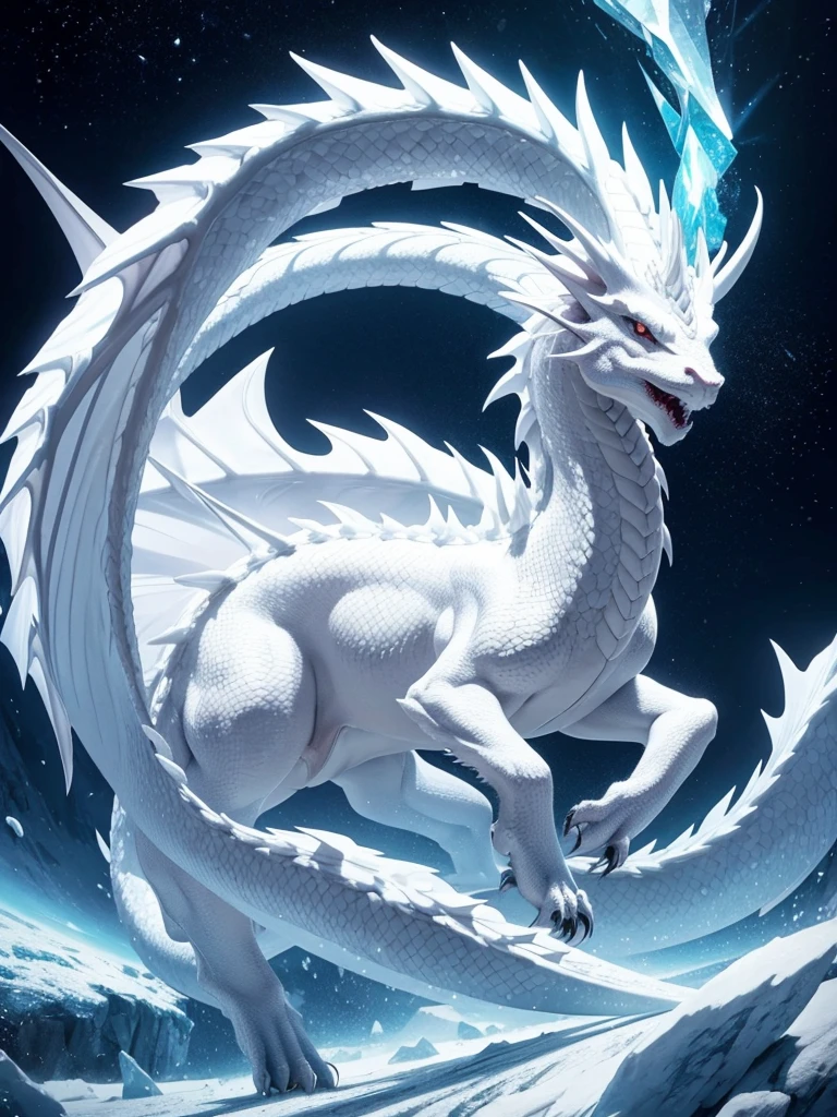 crystalline white dragon with soft and friendly features