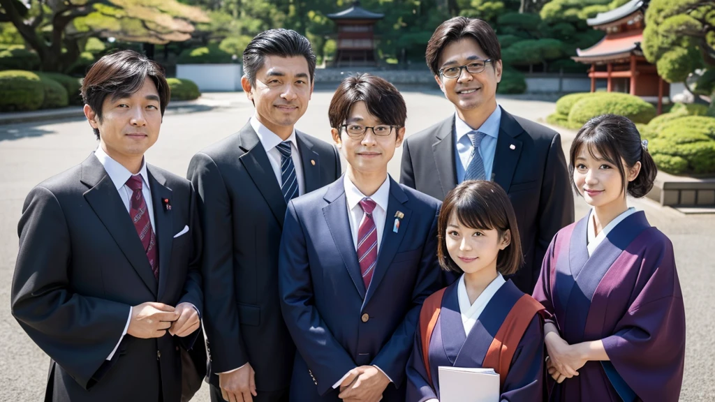 Japan Middle Aged Man, scholar, Study, Group photo