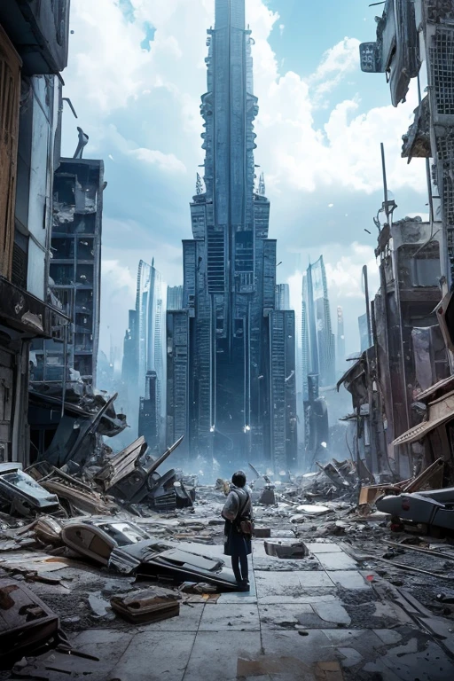 Highest quality、A ruined futuristic city、dim、Surrealism