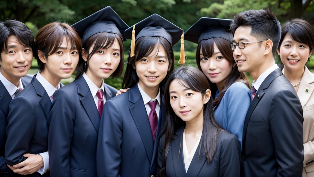 Japan Middle Aged Man, scholar, Group photo, suit, graduate School