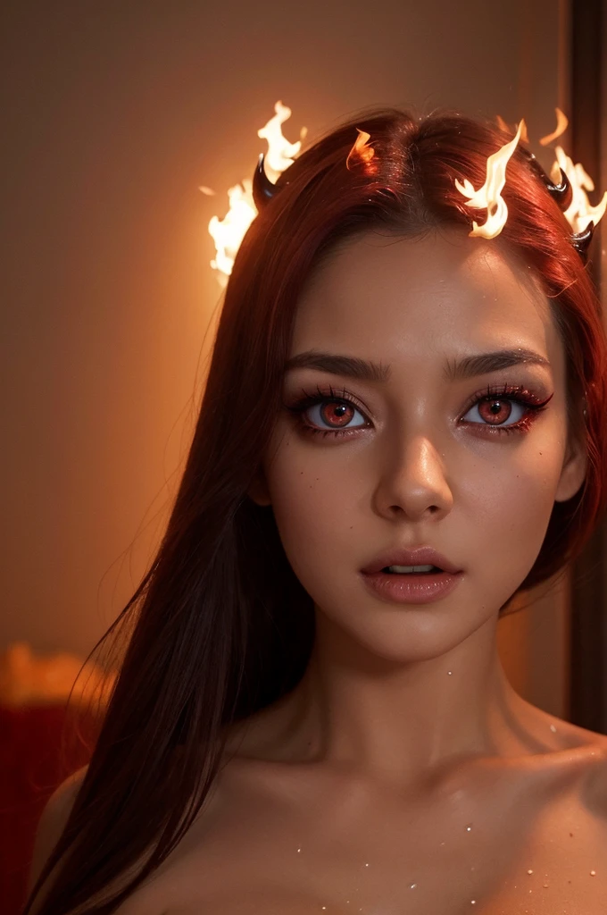 NSFW, (WETDREAM, Fiery red eyes, Horny mood&#39;s face:1.3), alone, __body parts__ Delicate and realistic skin, big, official art, All-in-one 16K wallpapers, Special details, beauty and aesthetics, beauty, Masterpiece, best quality, In cyberpunk city, Great atmosphere, Calm color palette, Calm mood, soft shadow