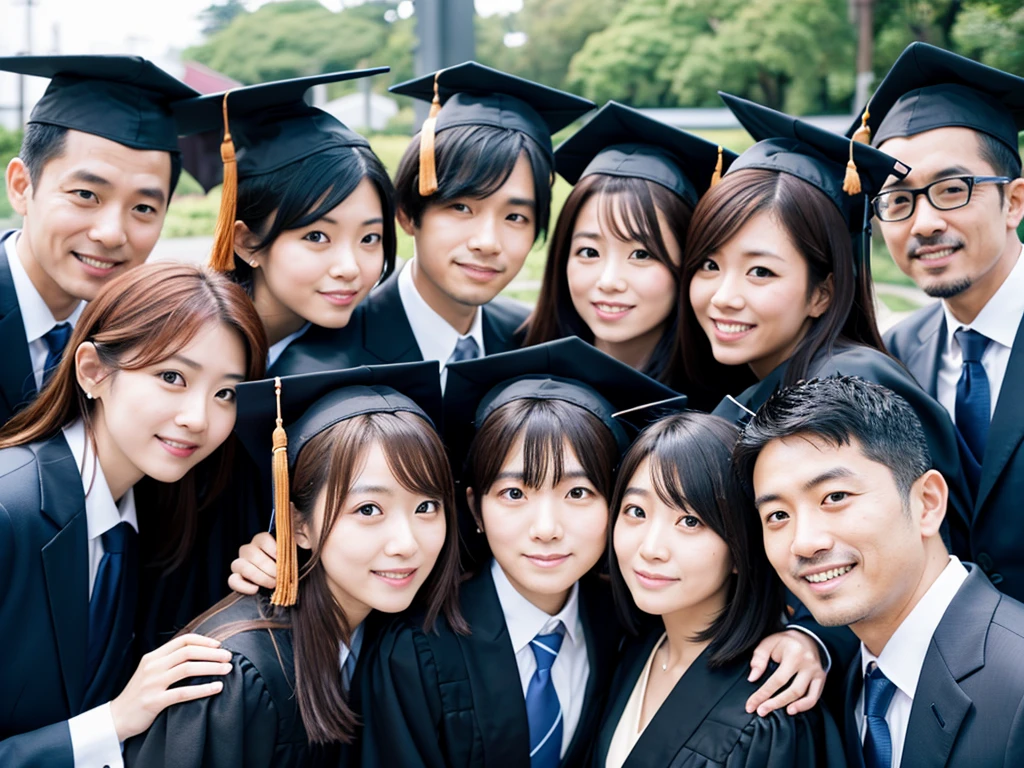 Japan Middle Aged Man, scholar, Group photo, suit, graduate School