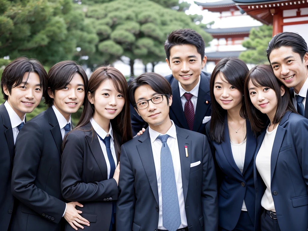 Japan Middle Aged Man, scholar, Group photo, suit, graduate School