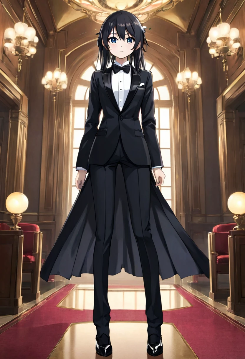 Anime girl wearing tuxedo full body 