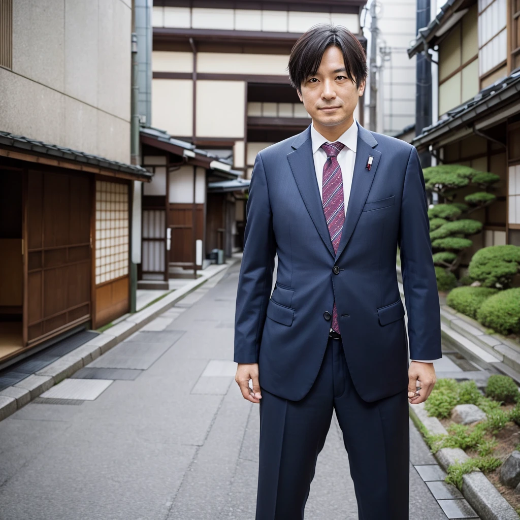 Japan Middle Aged Man, scholar, suit, ID photo