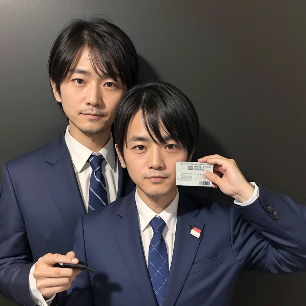 Japan Middle Aged Man, scholar, suit, ID photo
