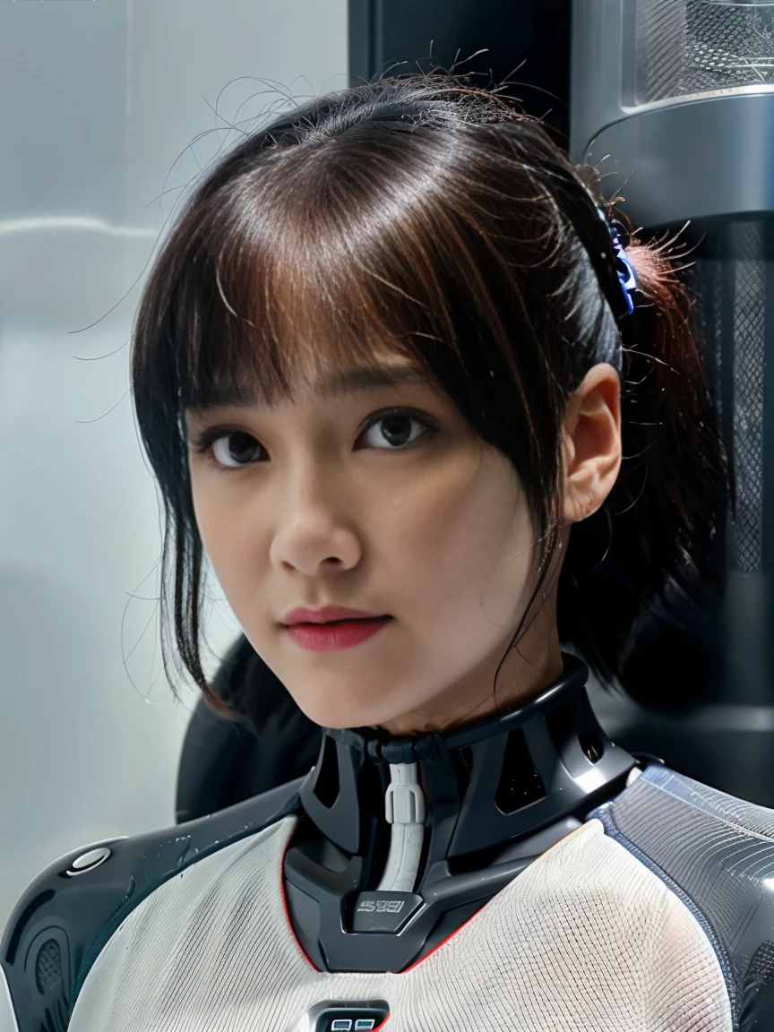 Close-up Real - A live-action 3D character of Shinji Ikari wearing a plug suit, Attractive face, Cool expressions of Neon Genesis Evangelion