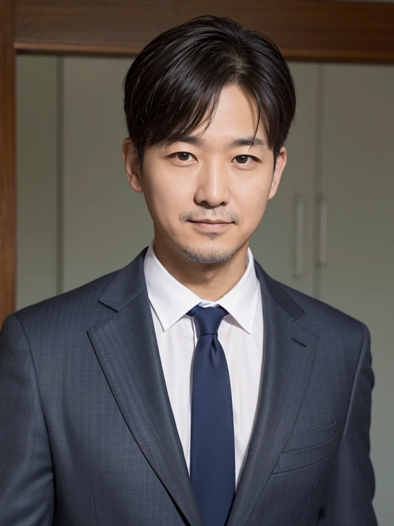Middle-aged men, scholar, suit, ID photo