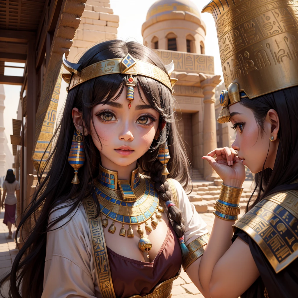 Cute ancient Egyptian princess、Colorful temples of ancient Egypt、The colorful streets of ancient Egypt