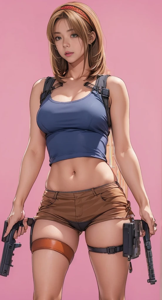 Elaizaikedareal, 1girl, solo, short hair, skirt, blonde hair, red eyes, gloves, ponytail, weapon, pantyhose, hairband, boots, holding weapon, gun, black pantyhose, rifle, one knee, sniper rifle, scope, shell casing